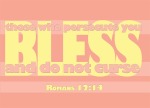 Romans 12:14 - Bless those who persecute you, bless and do not curse.